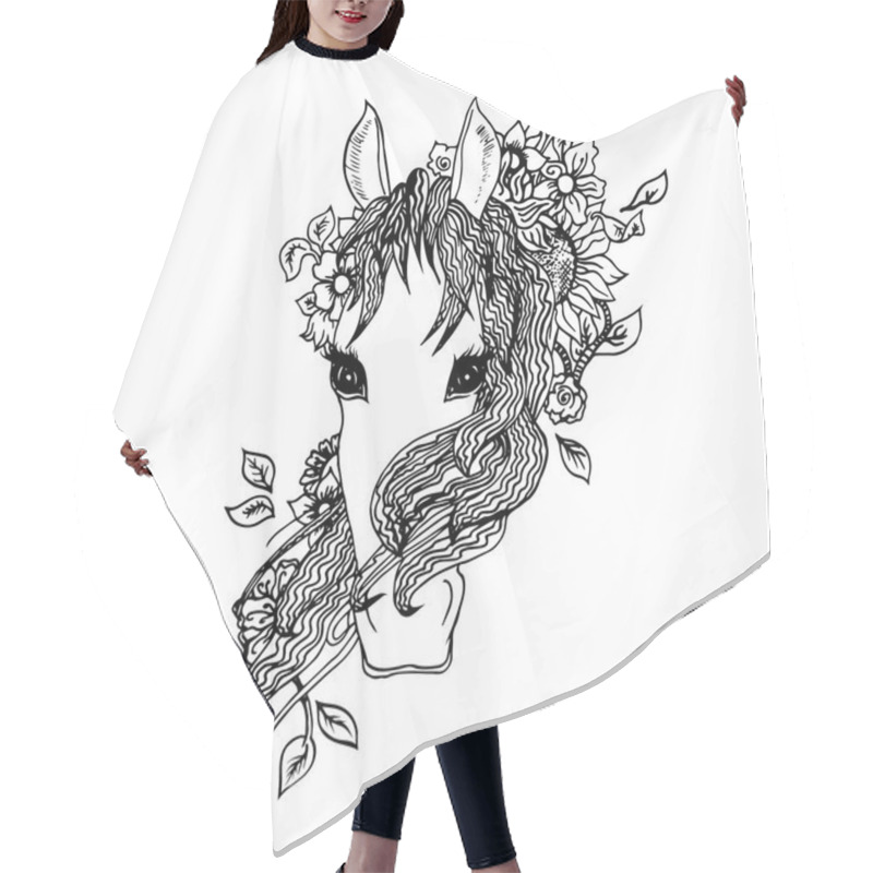 Personality  Abstract Graphic Horse, Print. Hair Cutting Cape