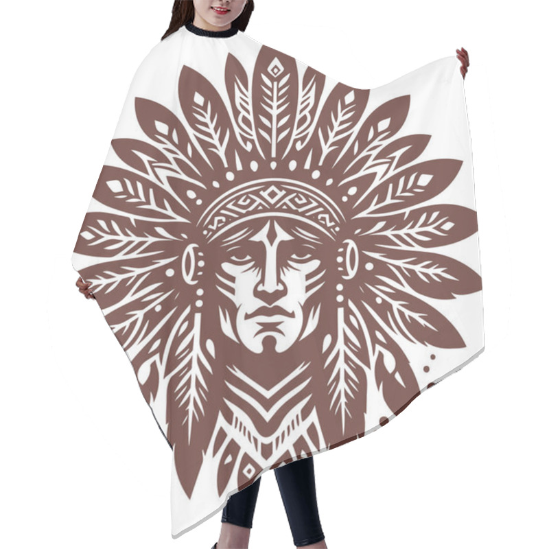 Personality  Intricate Feathered Mandala With Central Mirror In Tribal Art Style Hair Cutting Cape