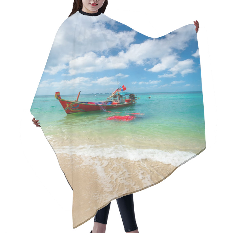 Personality  Fishing Boat, Coast, Clouds Hair Cutting Cape