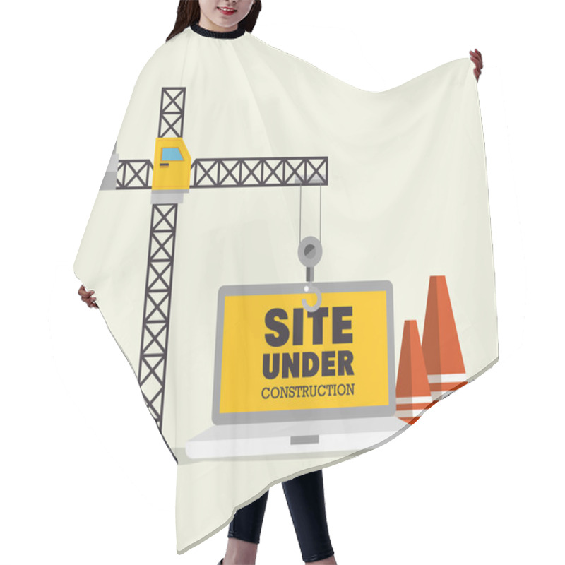 Personality  Construction Crane And Cone Site Under Construction Hair Cutting Cape