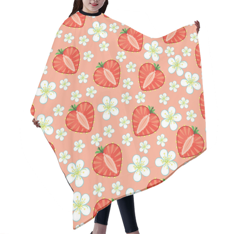 Personality  Heart Of Strawberry And Flowers.Seamless Pattern Hair Cutting Cape