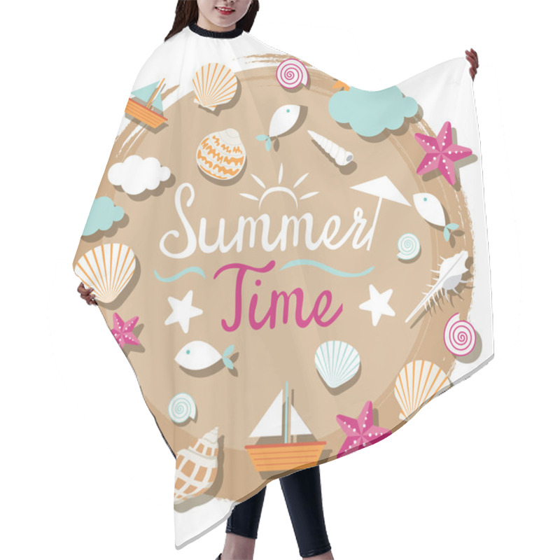 Personality  Sea Shell And Summer Objects Icons Heading Hair Cutting Cape