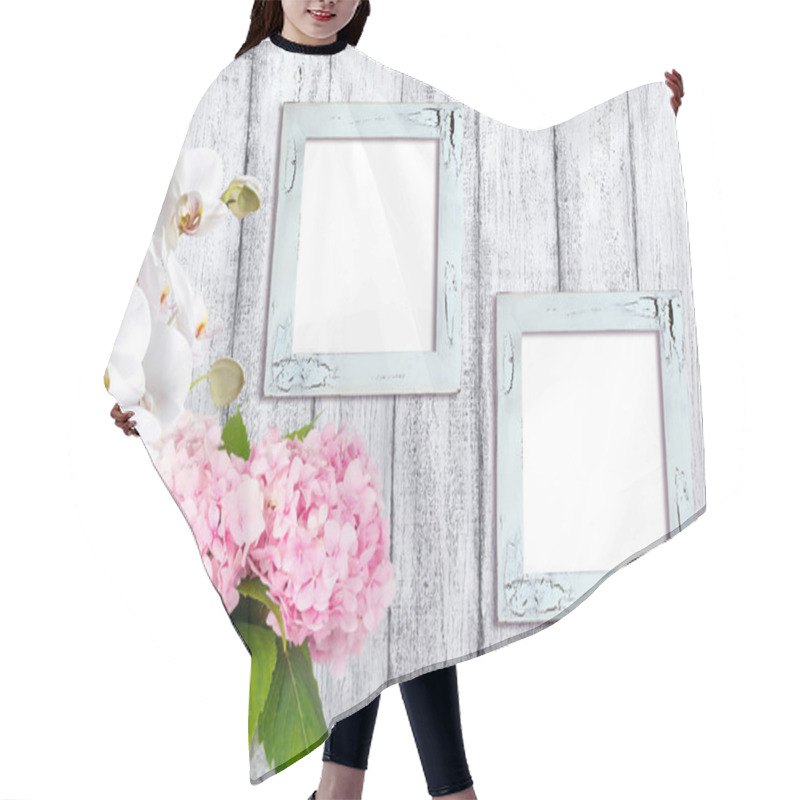 Personality  Hortensia With Orchid And Photo Frames  Hair Cutting Cape