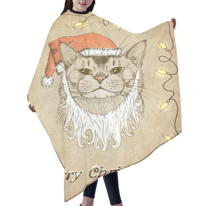 Personality  Santa Cat Hair Cutting Cape