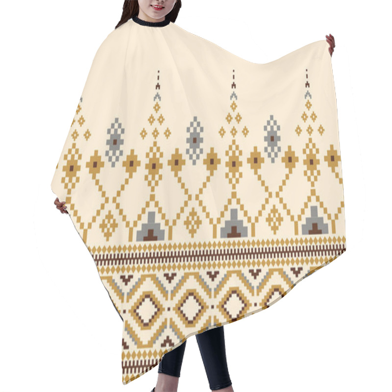 Personality  Beautiful Thai Knitted Embroidery.geometric Ethnic Oriental Pattern Traditional On Cream Background.Aztec Style,abstract,vector,illustration.design For Texture,fabric,clothing,wrapping,carpet,print. Hair Cutting Cape