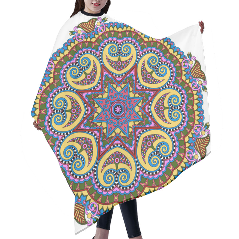 Personality  Mandala, Circle Decorative Spiritual Indian Symbol Of Lotus Flow Hair Cutting Cape