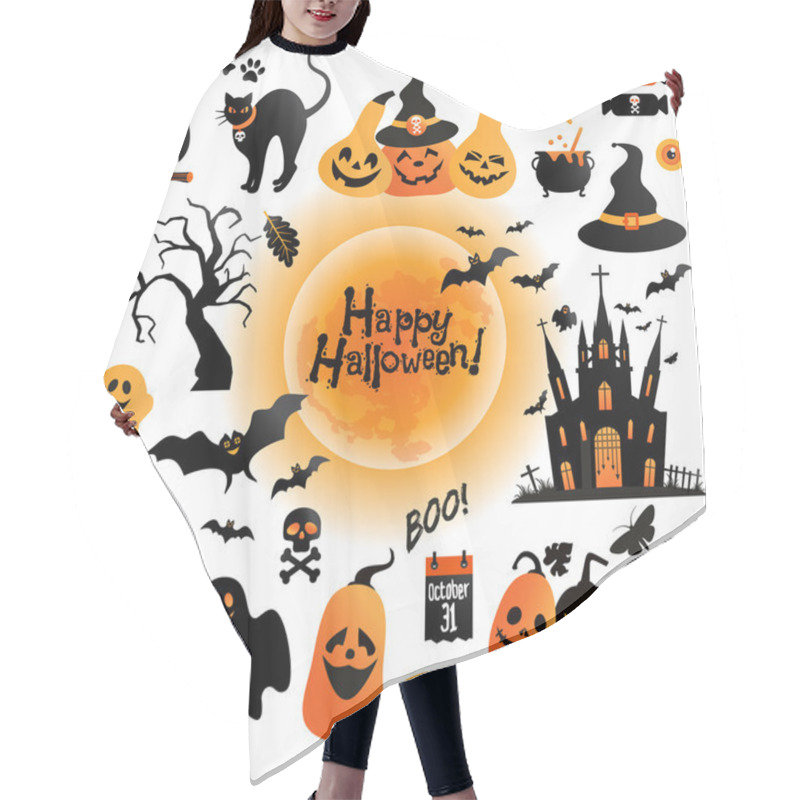 Personality  Halloween Icons Set Hair Cutting Cape