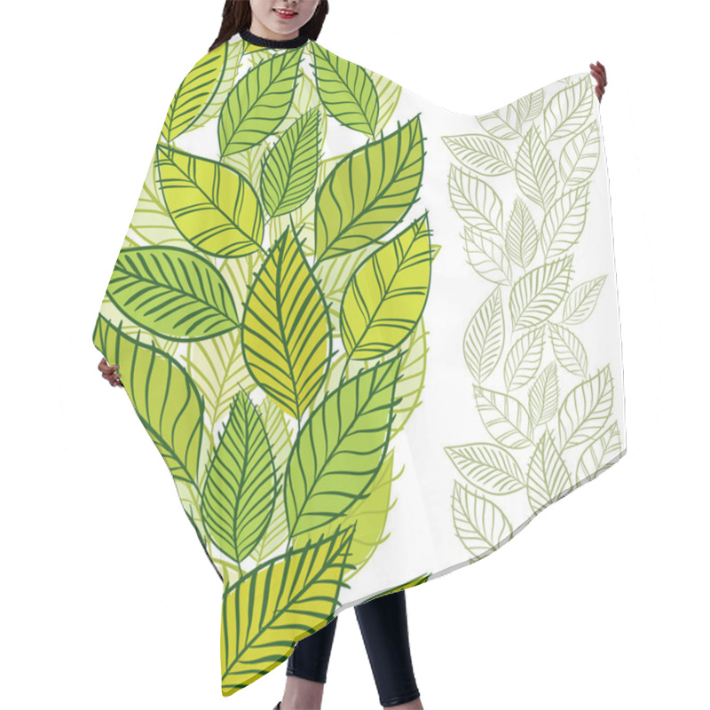 Personality  Seamless Pattern With Spring Leaves, Vertical Composition, Hand  Hair Cutting Cape