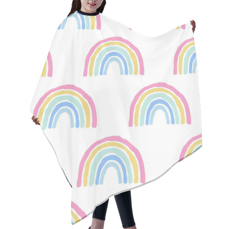 Personality  Rainbow Cute Seamless Pattern On White Background Hair Cutting Cape