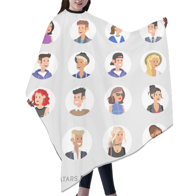 Personality  Cute Cartoon Human Avatars Set Hair Cutting Cape