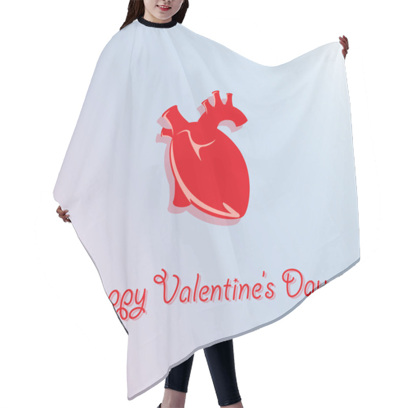 Personality  Vector Card For Valentine's Day With Realistic Heart. Hair Cutting Cape