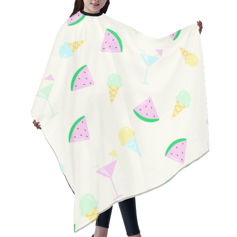 Personality  Summer Seamless Pattern Watermelon Vector Illustration Ice Cream, Sweet Hair Cutting Cape