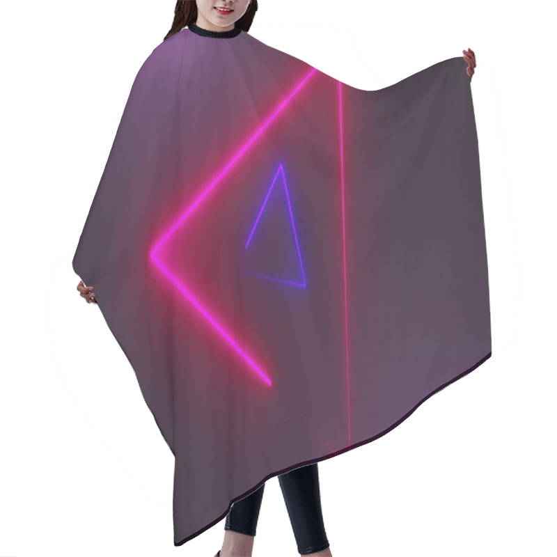 Personality  Many Neon Triangles In Space, Abstract Computer Generated Backdrop, 3D Render Hair Cutting Cape