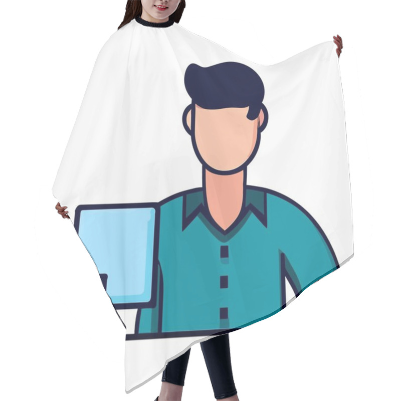 Personality  Vector Of A Male IT Specialist, Professional IT Specialist Illustration For Technology Themes, Programmer,Web Designer,Creative Web Designer Hair Cutting Cape