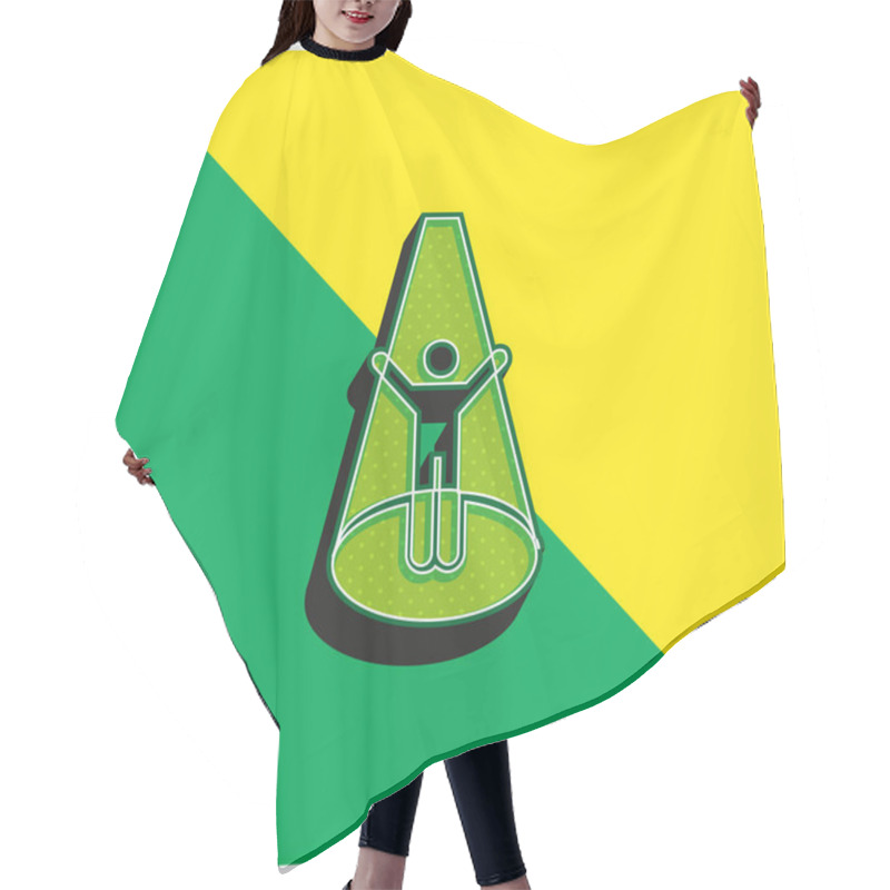 Personality  Abducted Man Green And Yellow Modern 3d Vector Icon Logo Hair Cutting Cape