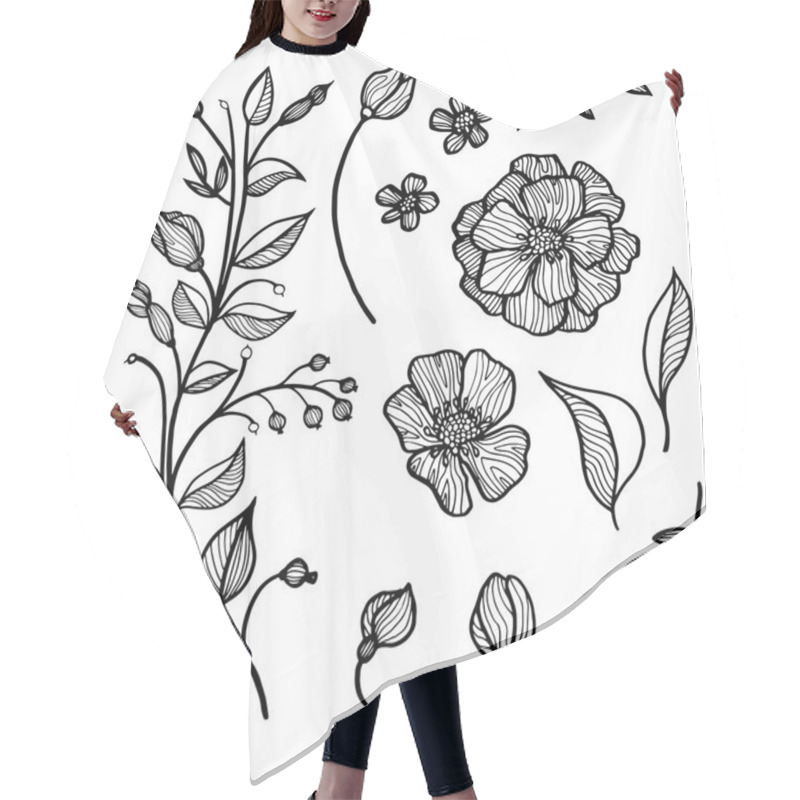 Personality  Set Of Flowers And Leaves Hair Cutting Cape