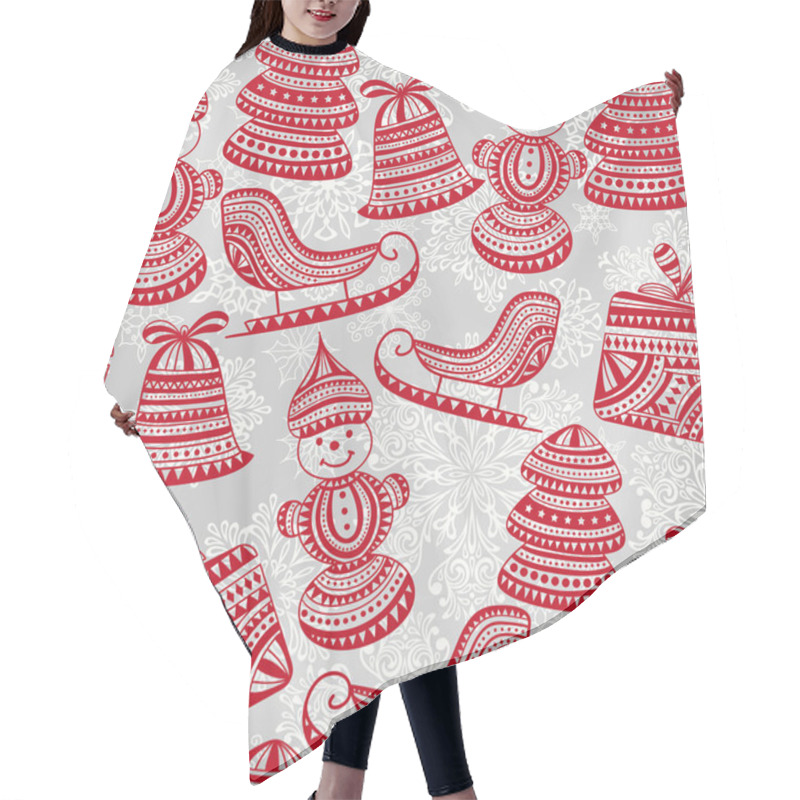 Personality  Vector Bright Seamless Winter Pattern Hair Cutting Cape