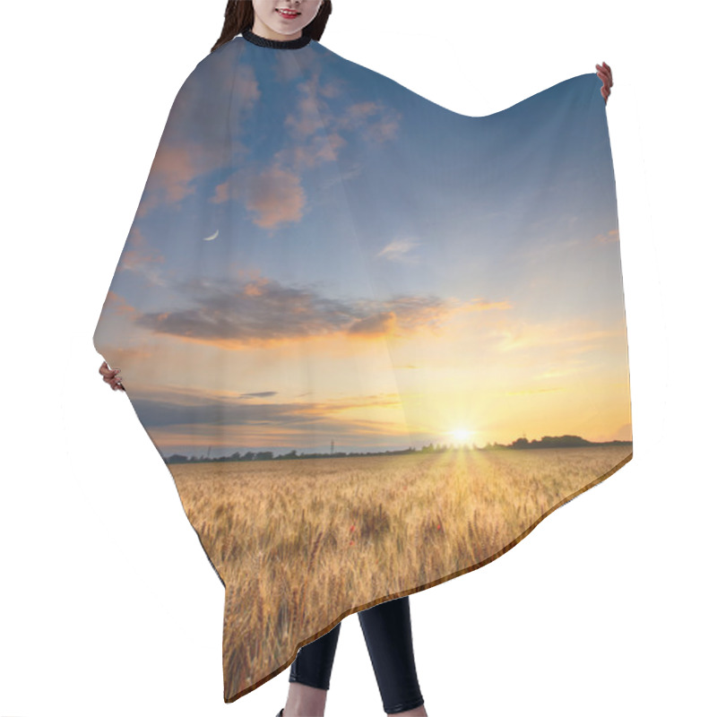 Personality  Sunset In  Wheat Field Hair Cutting Cape