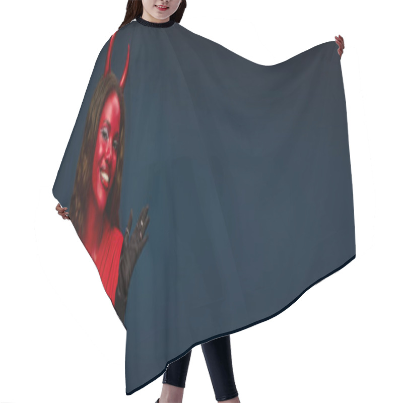 Personality  A Joyful Woman Dressed In A Vibrant Halloween Costume, Embodying Festive Spirit And Excitement. Hair Cutting Cape