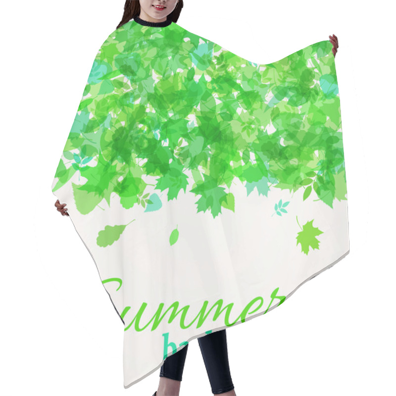 Personality  Set Of Various Green Leaves Silhouettes On White Background.  Hair Cutting Cape