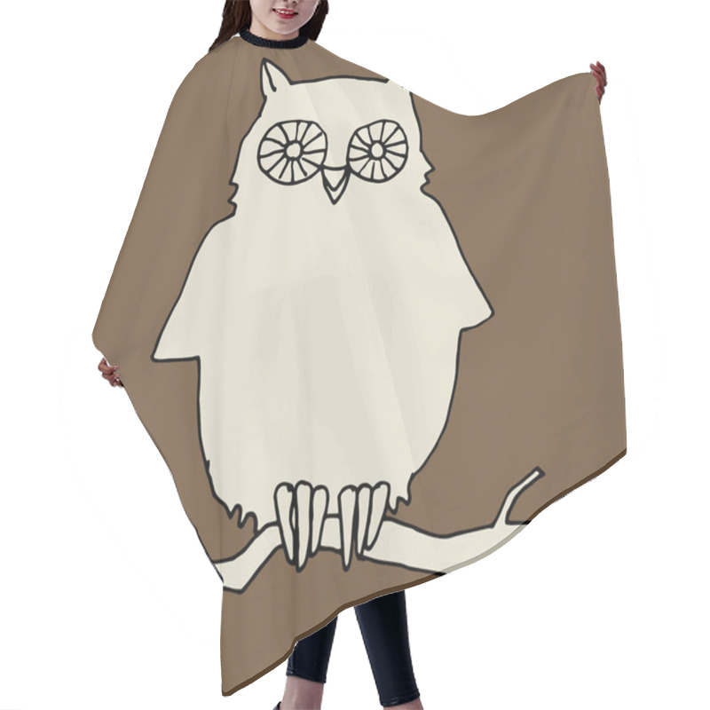 Personality  Sketch Illustration Of Owl Hair Cutting Cape