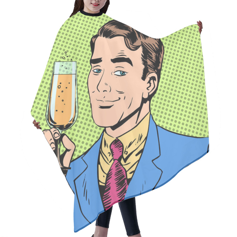 Personality  Man With A Glass Of Champagne Date Holiday Toast Hair Cutting Cape