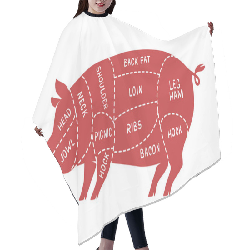 Personality  Cuts Of Meat, Pig. Pork, Butcher Shop Vector Illustration Hair Cutting Cape