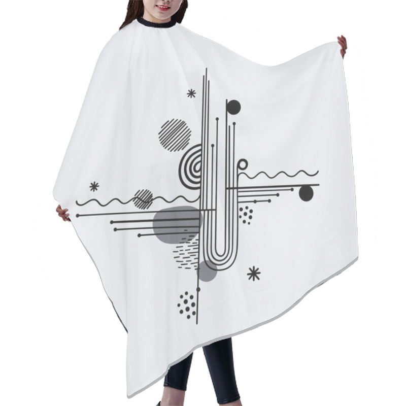 Personality  Vertical Abstraction With Lines And Circles. This Graphic Style Emphasizes Symmetry And Elegance, Ideal For Modern Interiors. Hair Cutting Cape