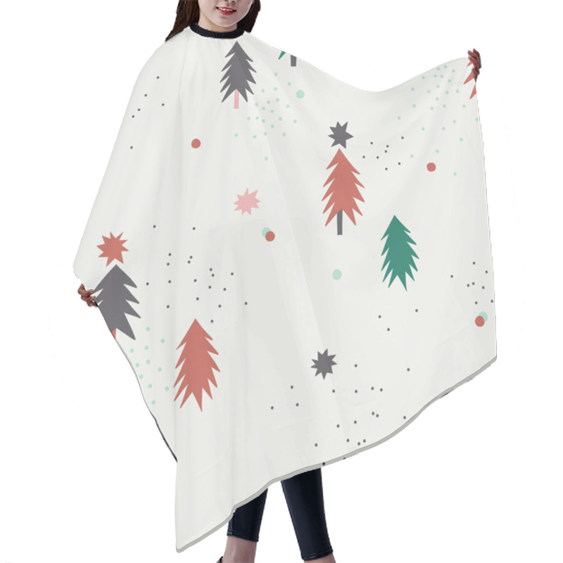 Personality  Snow Star Pine Vector Seamless Pattern.  Hair Cutting Cape