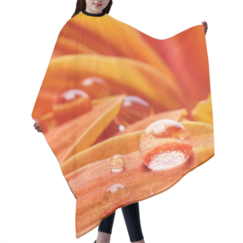 Personality  Orange Flower Petals With Water Drops On It Hair Cutting Cape