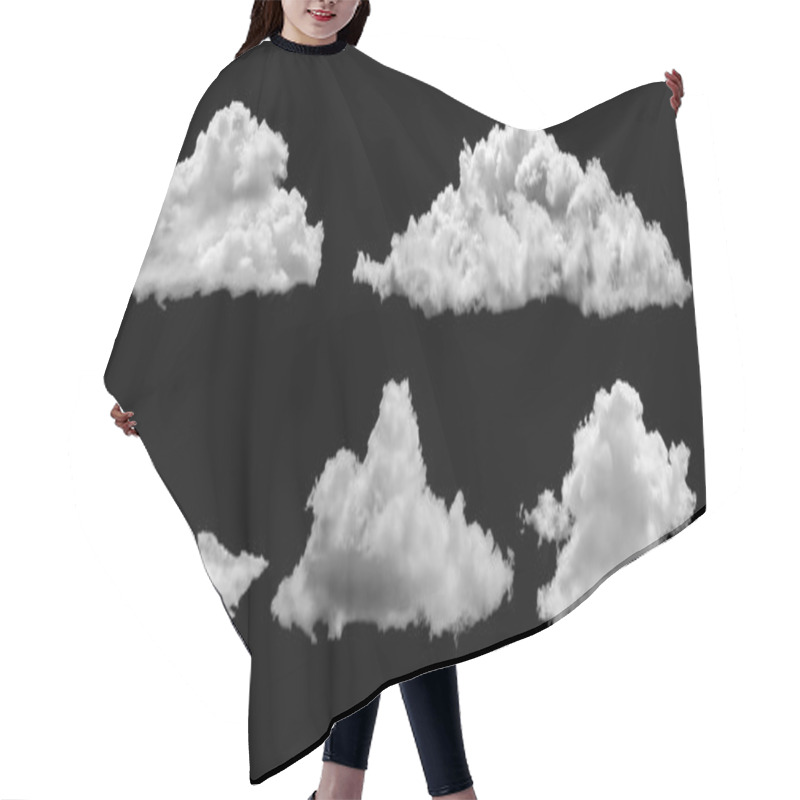 Personality  White Clouds Isolated On Black Background, Cloud Set On Blac Hair Cutting Cape