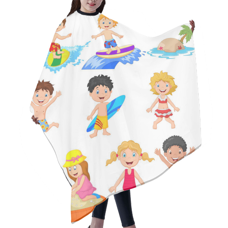 Personality  Cute Little Kids Playing On The Beach Hair Cutting Cape