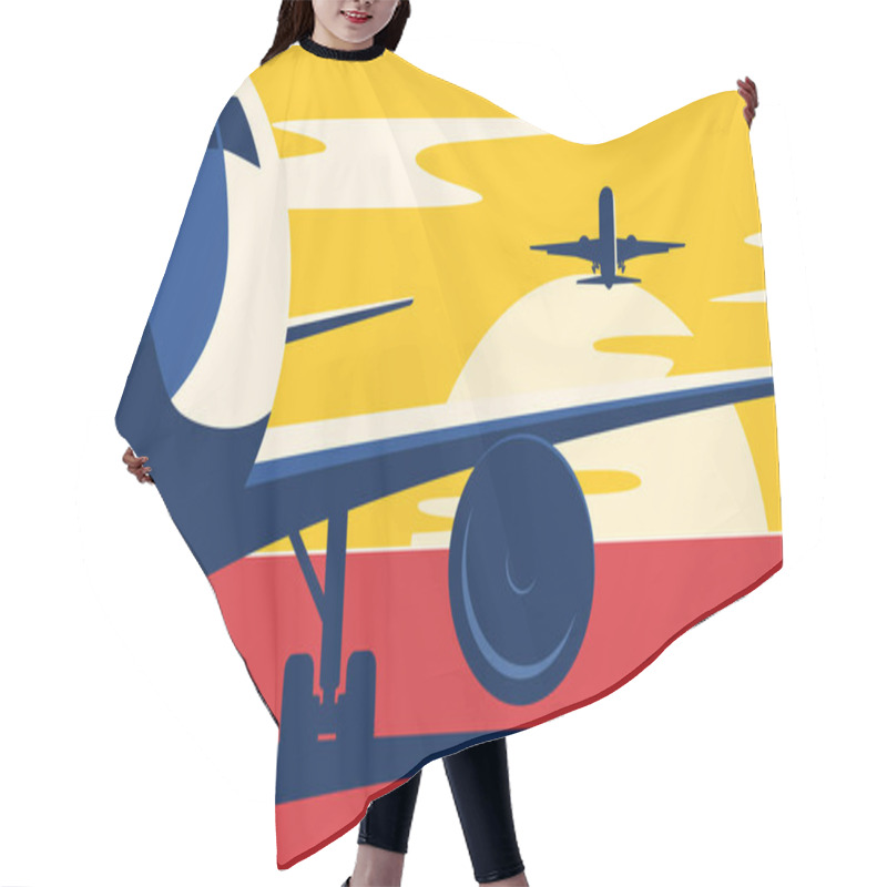 Personality  Air Traffic. Flat Style Vector Illustration Of The Airliners At  Hair Cutting Cape