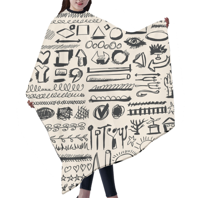 Personality  Set Hand Drawn Shapes, Circle, Square, Triangle, Line Hair Cutting Cape