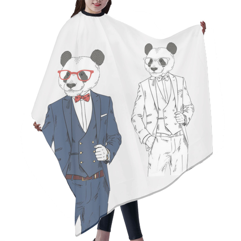 Personality  Panda Man In Classy Style Hair Cutting Cape