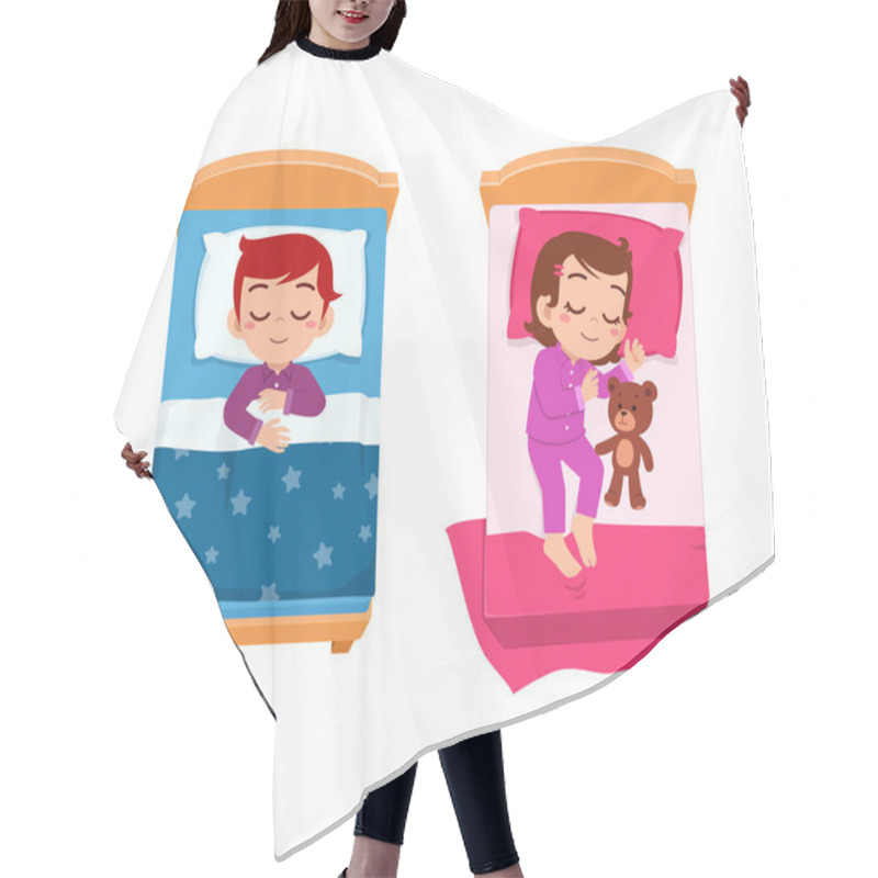 Personality  Little Kid Sleep On Bed Room And Feel Comfortable Hair Cutting Cape