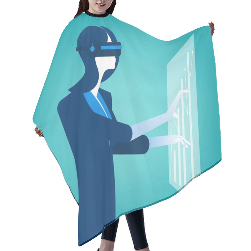 Personality  Businesswomen With Virtual Reality Innovation Hair Cutting Cape