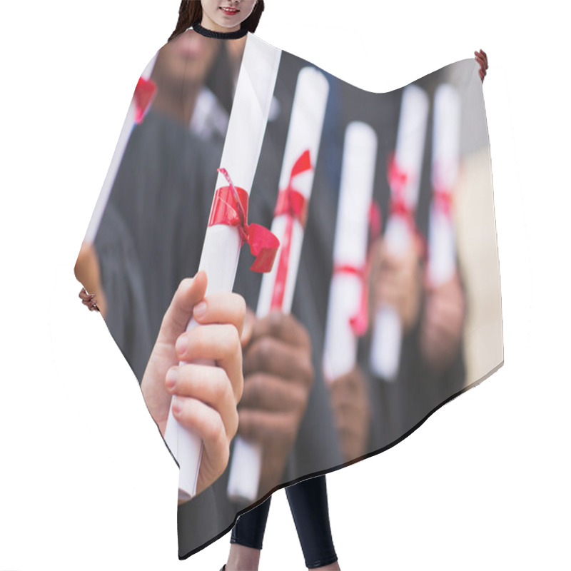 Personality  Graduates Holding Diploma Hair Cutting Cape