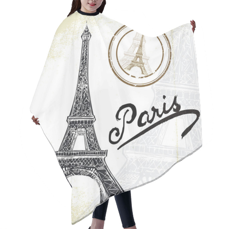 Personality  France, Paris - Hand Drawn Eiffel Tower Hair Cutting Cape