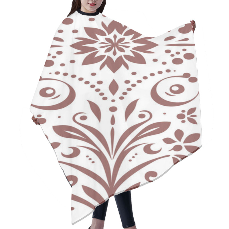 Personality  Symmetrical Floral And Geometric Pattern In Traditional Folk Art Style For Decorative Purposes Such As Textile Design Hair Cutting Cape