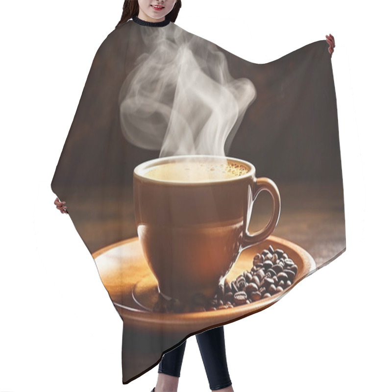 Personality  Cup Of Hot Coffee On Dark Background. High Quality Photo Hair Cutting Cape