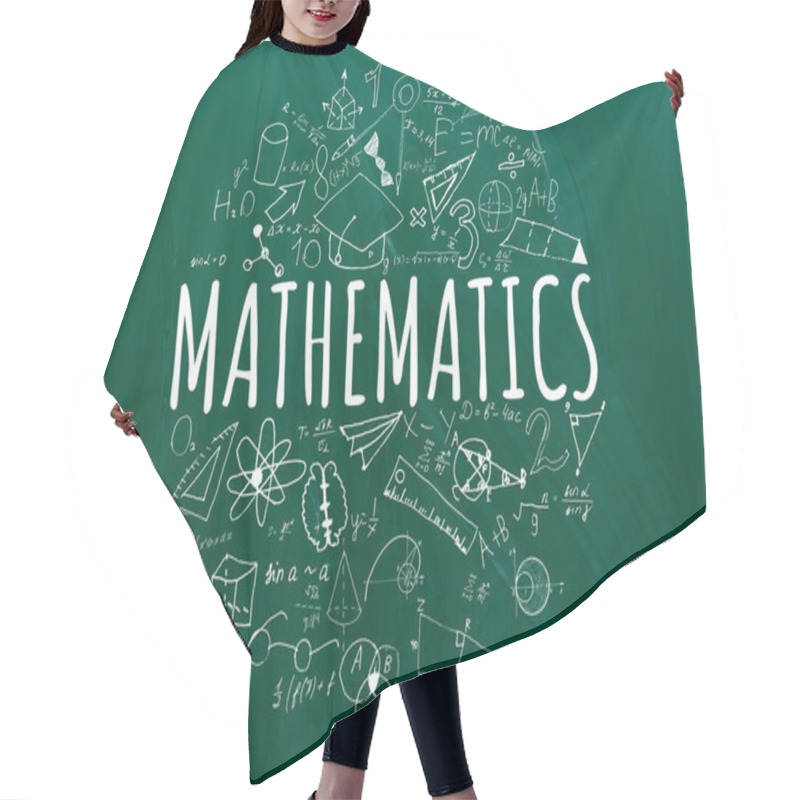 Personality  Handwritten Equations On A Green Blackboard Hair Cutting Cape