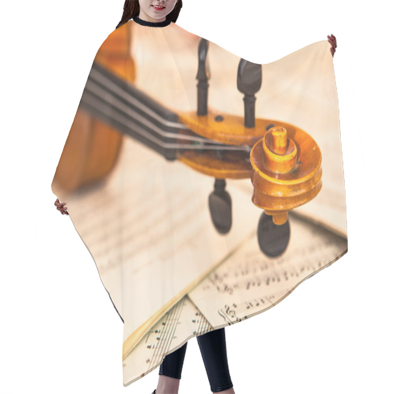 Personality  Old Violin Lying On The Sheet Of Music Hair Cutting Cape