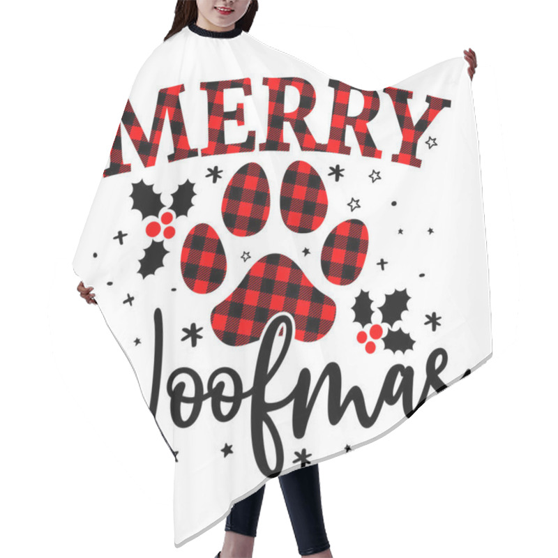 Personality  Merry Woofmas (Christmas) - Paw Print Shaped Dog Or Cat Paw Prints For Gift Tag. Hand Drawn Footprints For Xmas Greetings Cards, Invitations. Good For T-shirt, Mug, Scrap Booking, Gift, Printing Press Hair Cutting Cape