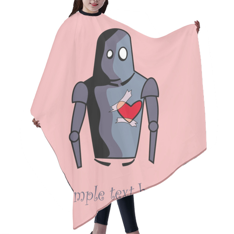 Personality  Robot With Heart Card Design Hair Cutting Cape