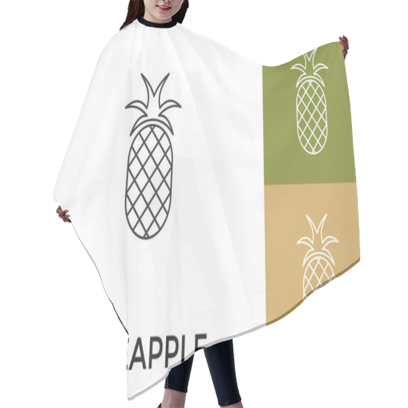 Personality  Editable Pineapple Thin Line Icon With Title. Useful For Mobile Application, Website, Software And Print Media. Hair Cutting Cape