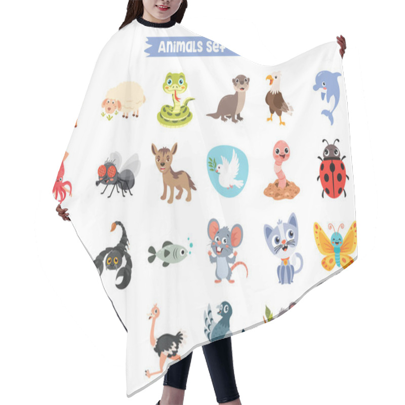 Personality  Set Of Cute Cartoon Animals Hair Cutting Cape