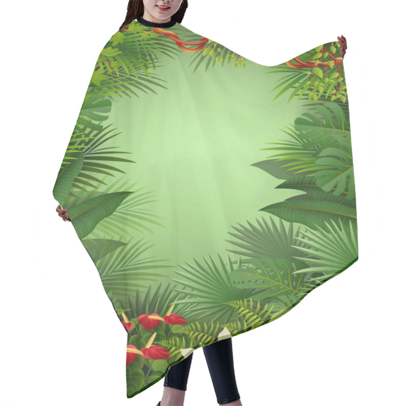 Personality  Tropical Jungle Green Background Hair Cutting Cape