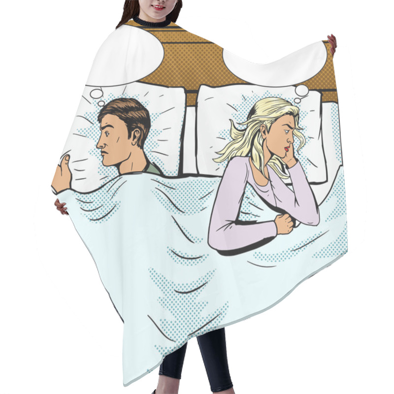 Personality  Young Couple In Bed Offended Pop Art Style Vector Hair Cutting Cape