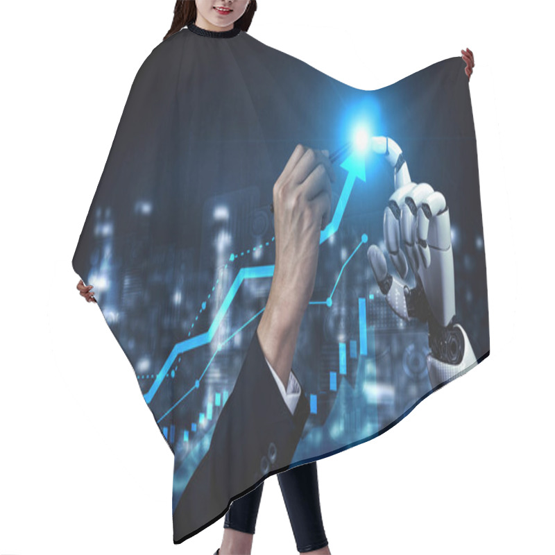 Personality  3D Rendering Artificial Intelligence AI Research Of Robot And Cyborg Development For Future Of People Living. Digital Data Mining And Machine Learning Technology Design For Computer Brain. Hair Cutting Cape